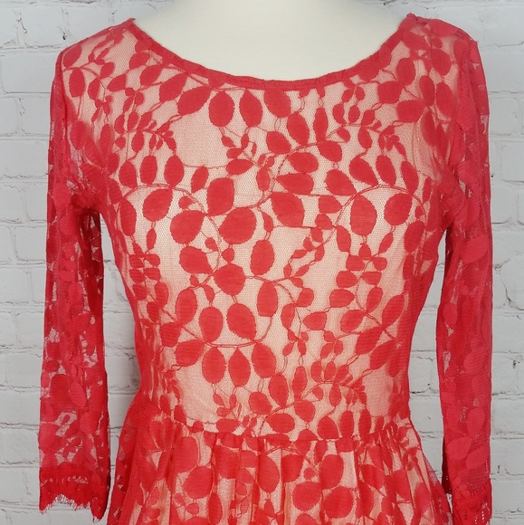 Free People Lace A-line Dress  | Red - Picture 7 of 8